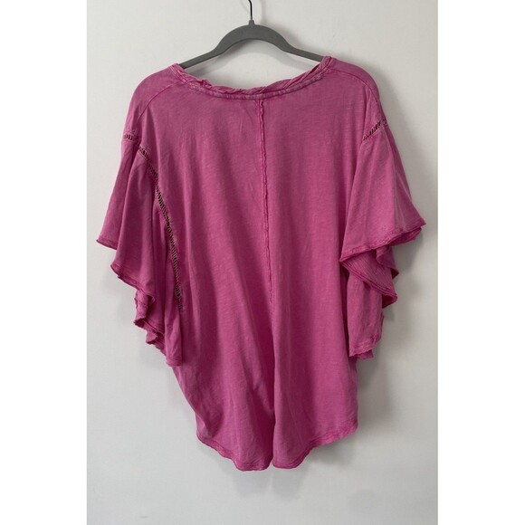 Pilcro Anthropologie Flutter Short Sleeve Pink Size Medium Boho Hippie Fairy - Picture 4 of 7